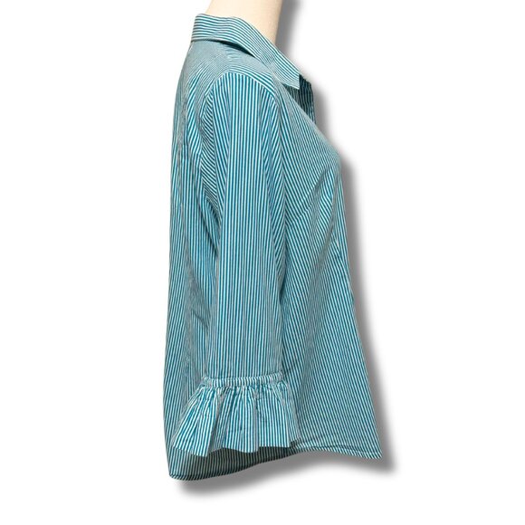 Gretchen Scott Ruffle Sleeve Priss Blouse – Striped Coastal Chic Top Size XL - Picture 2 of 5